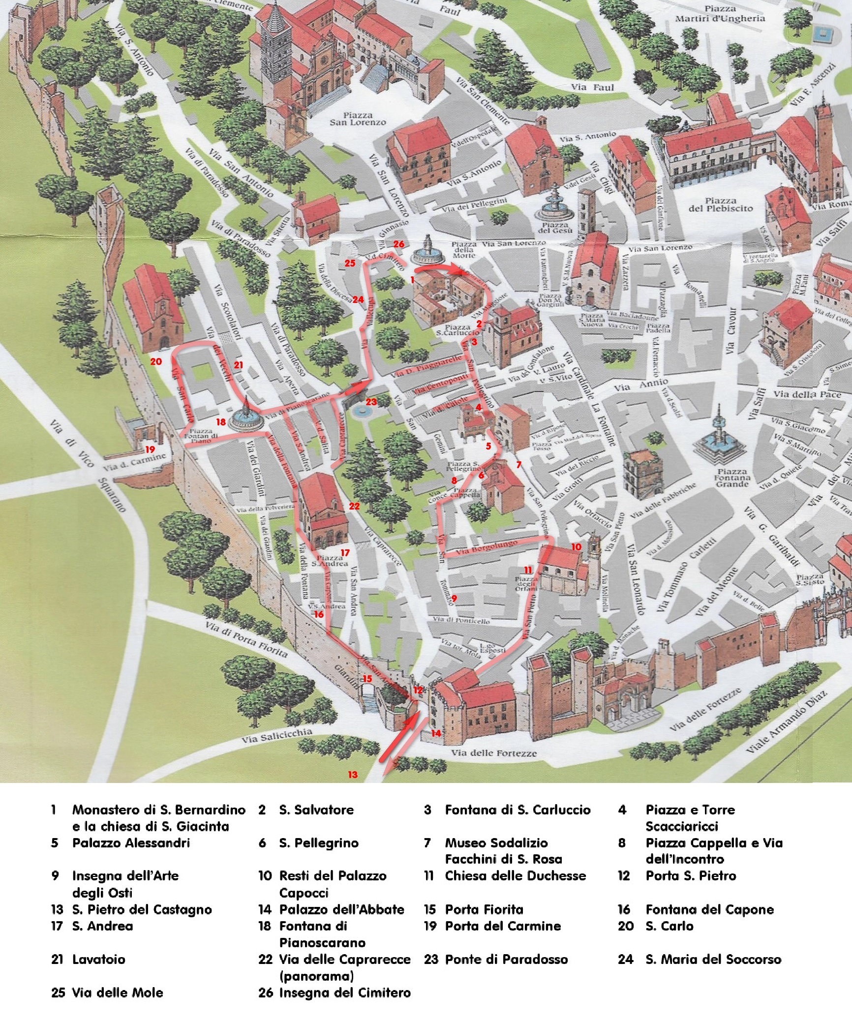 1 – MAPPA PERCORSO: DA PIAZZA S. CARLUCCIO A PIANOSCARANO
